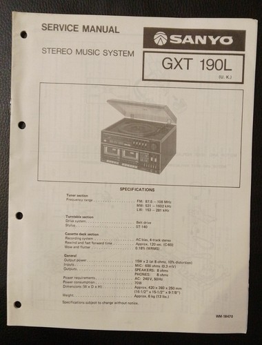 Sanyo gxt190l stereo music - gxt190l,